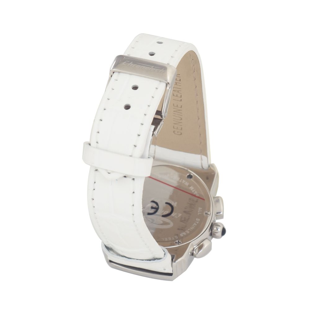 Chronotech Elegant Leather Wristwatch in White