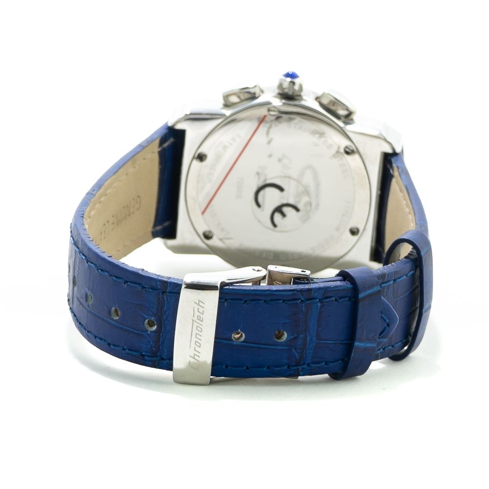 Chronotech Elegant Blue Leather Wristwatch