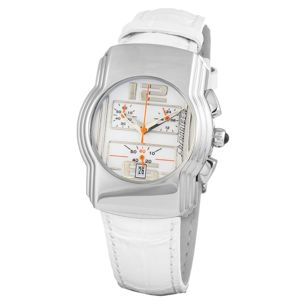 Chronotech Elegant White Leather Wristwatch