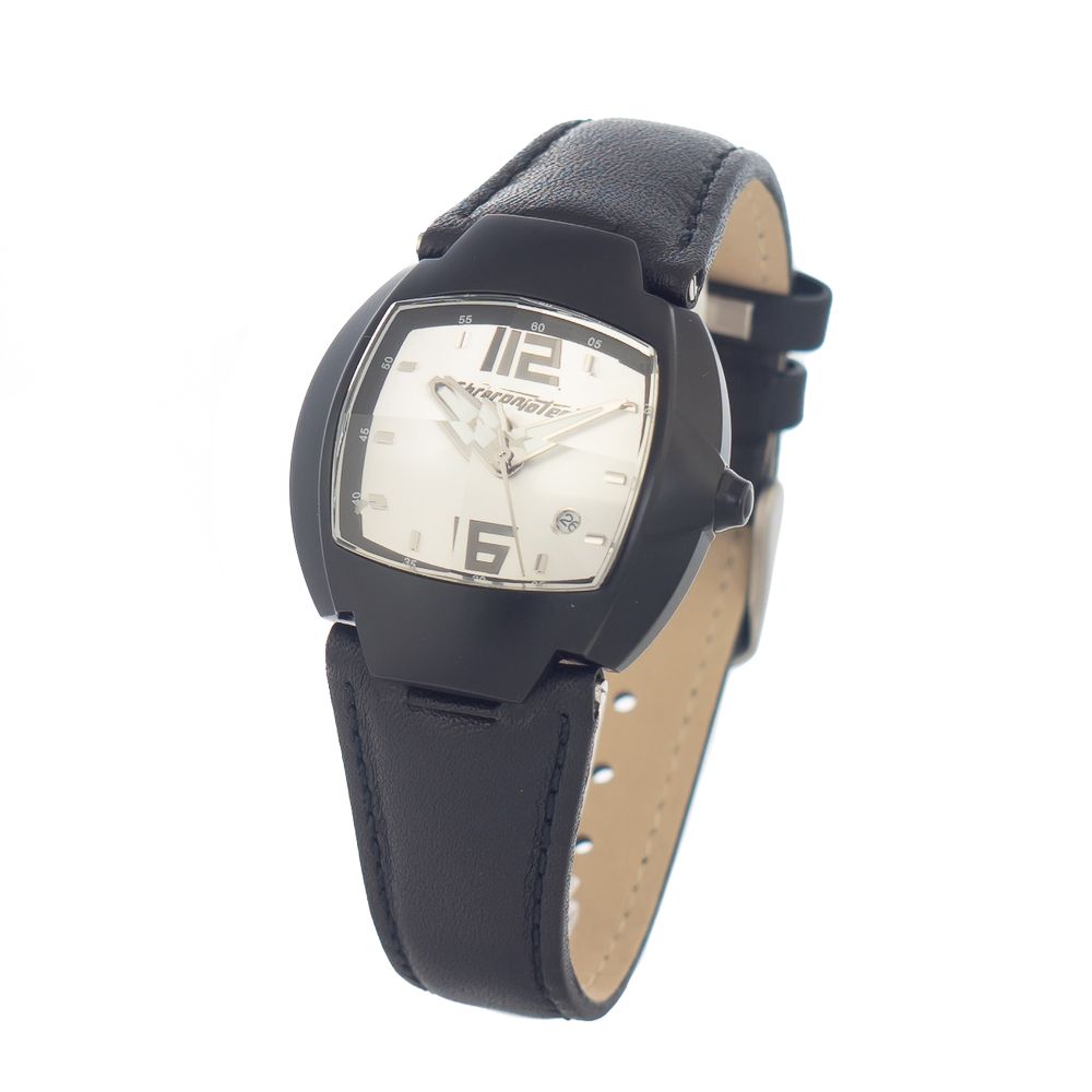 Chronotech Schwarze Leder-Kleidungsuhr