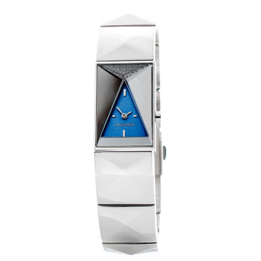 Chronotech Silberne Edelstahl-Armbanduhr