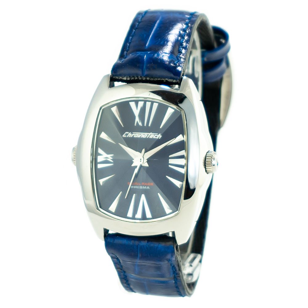 Chronotech Schwarze Leder-Kleidungsuhr