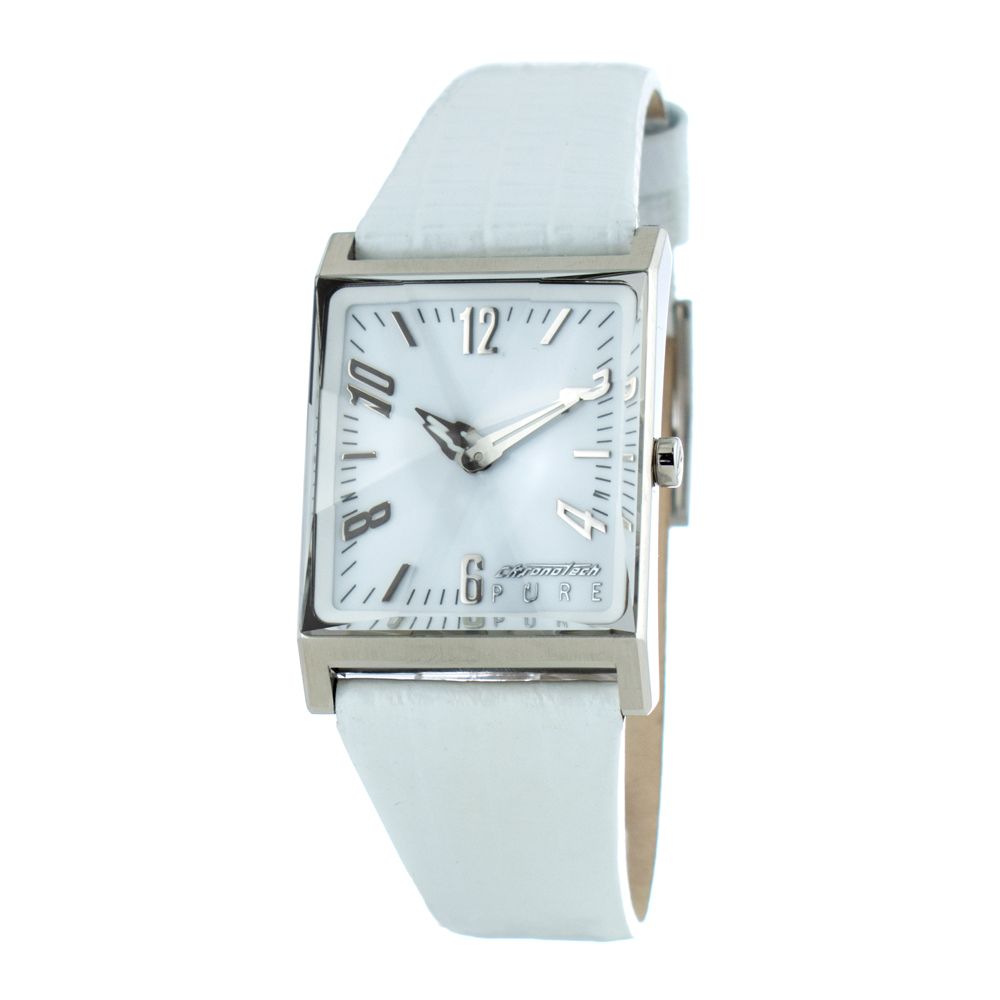 Chronotech Elegant White Leather Wristwatch