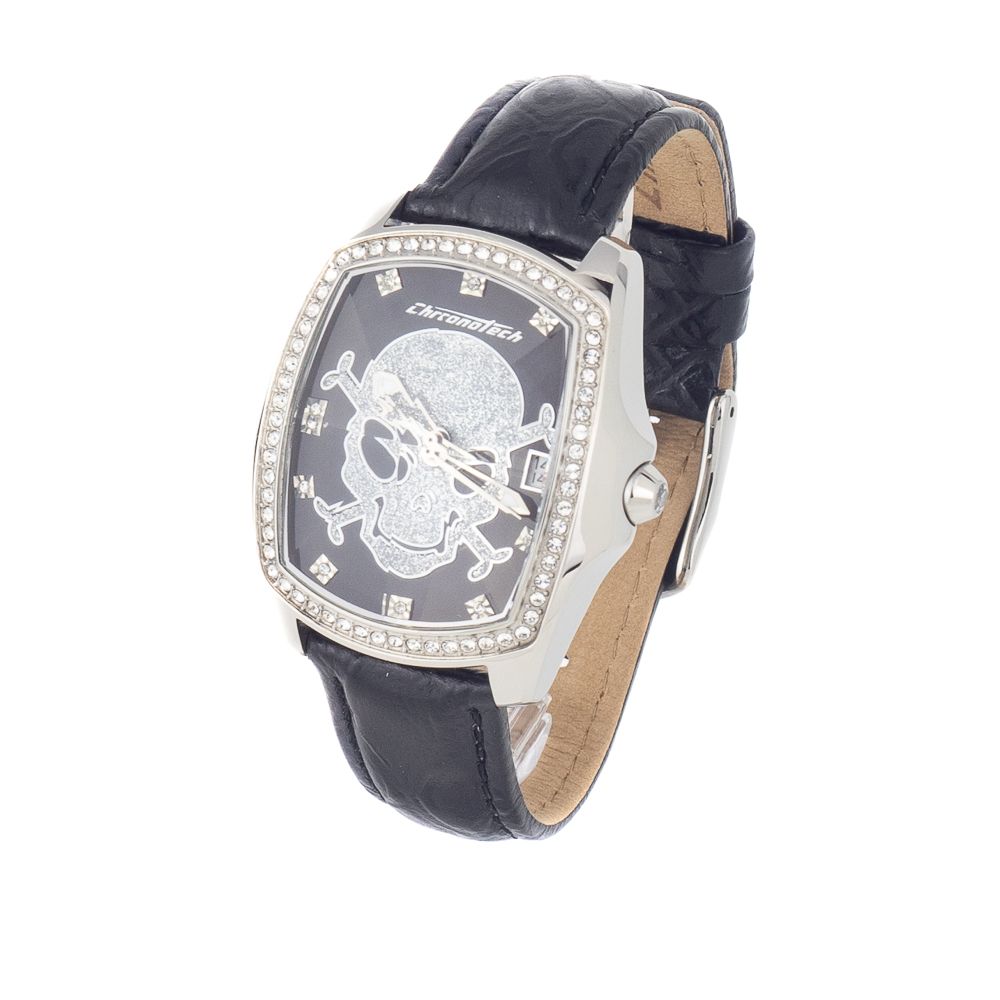 Chronotech Black Leather Apparel Watch