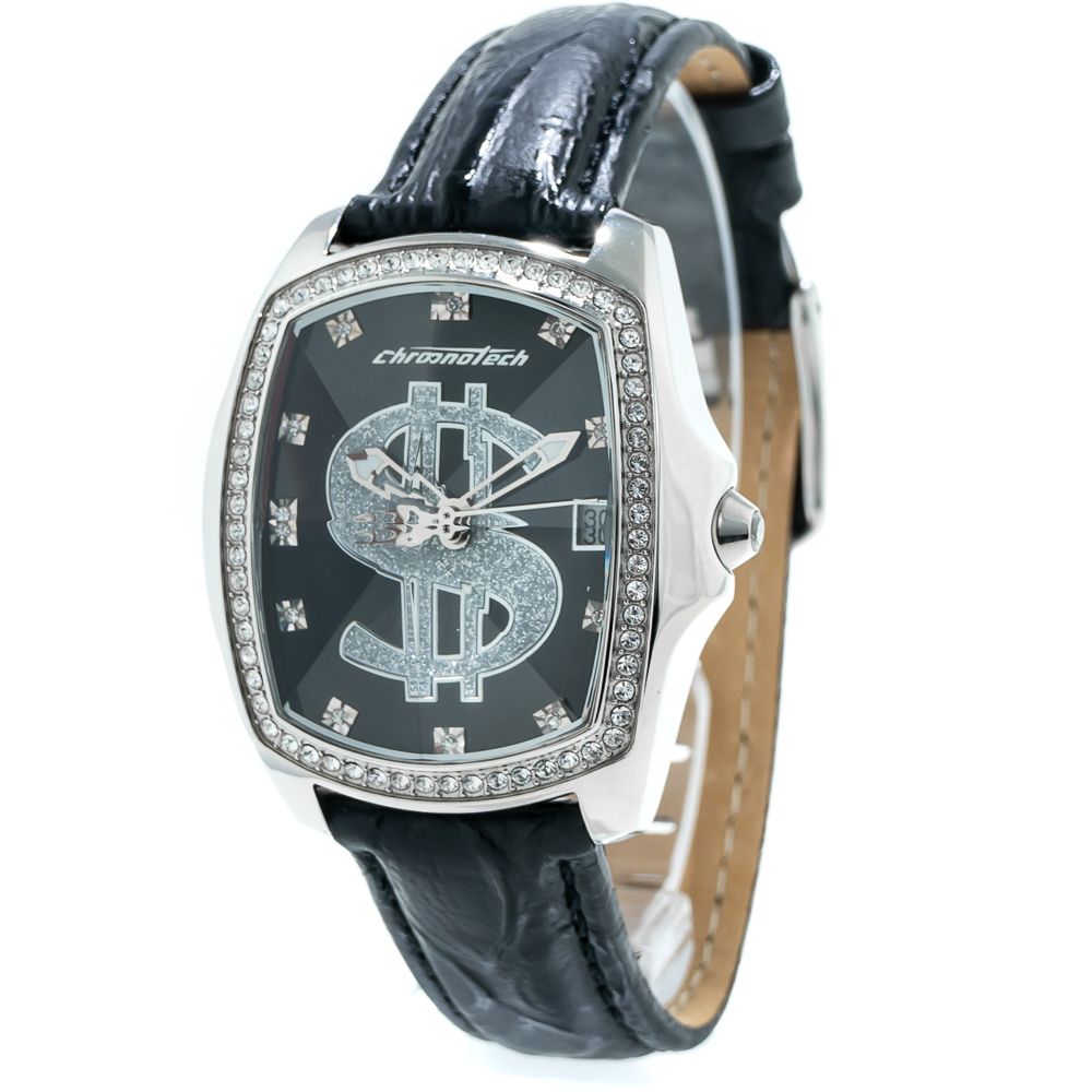 Chronotech Black Leather Apparel Watch