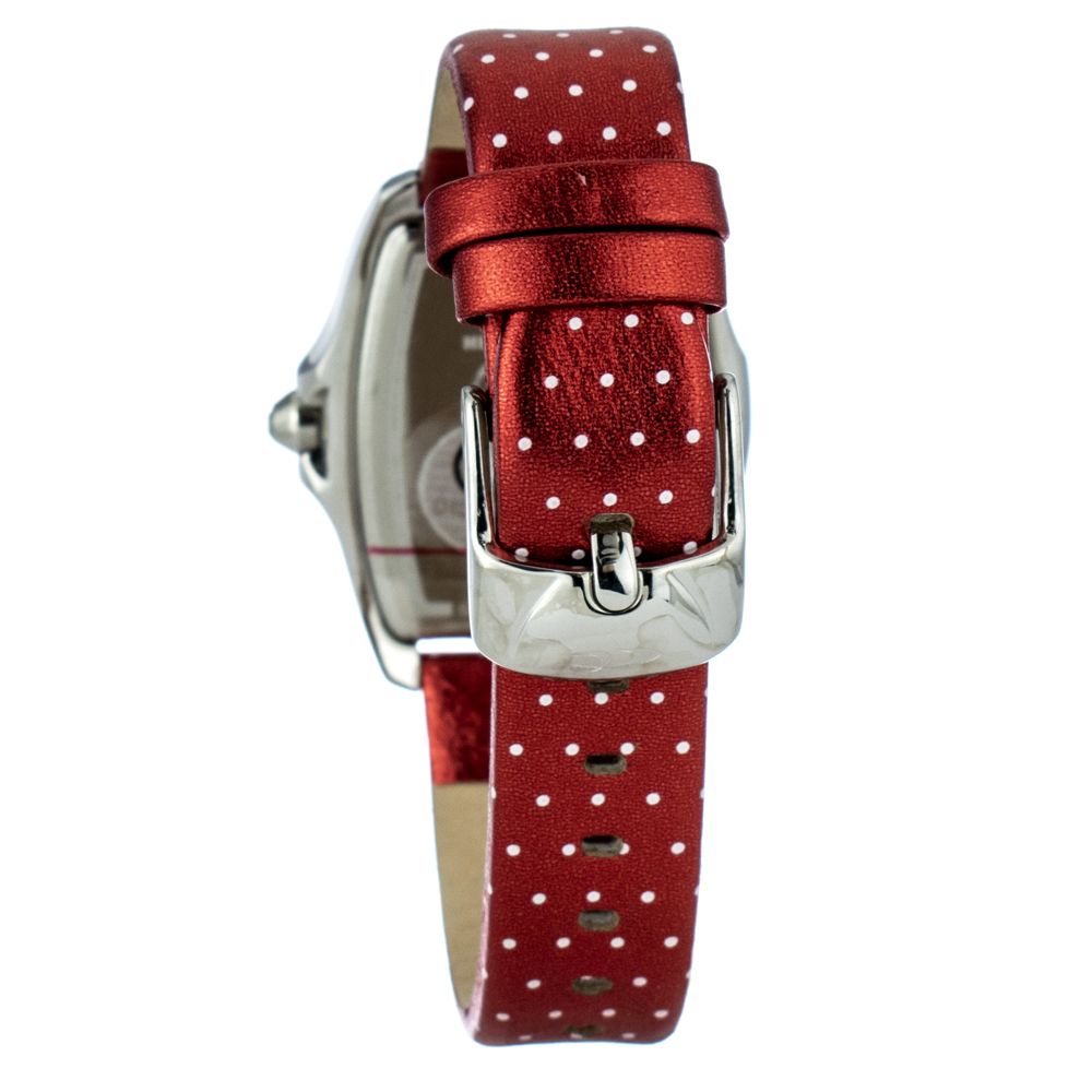 Chronotech Rote Leder-Kleid-Uhr