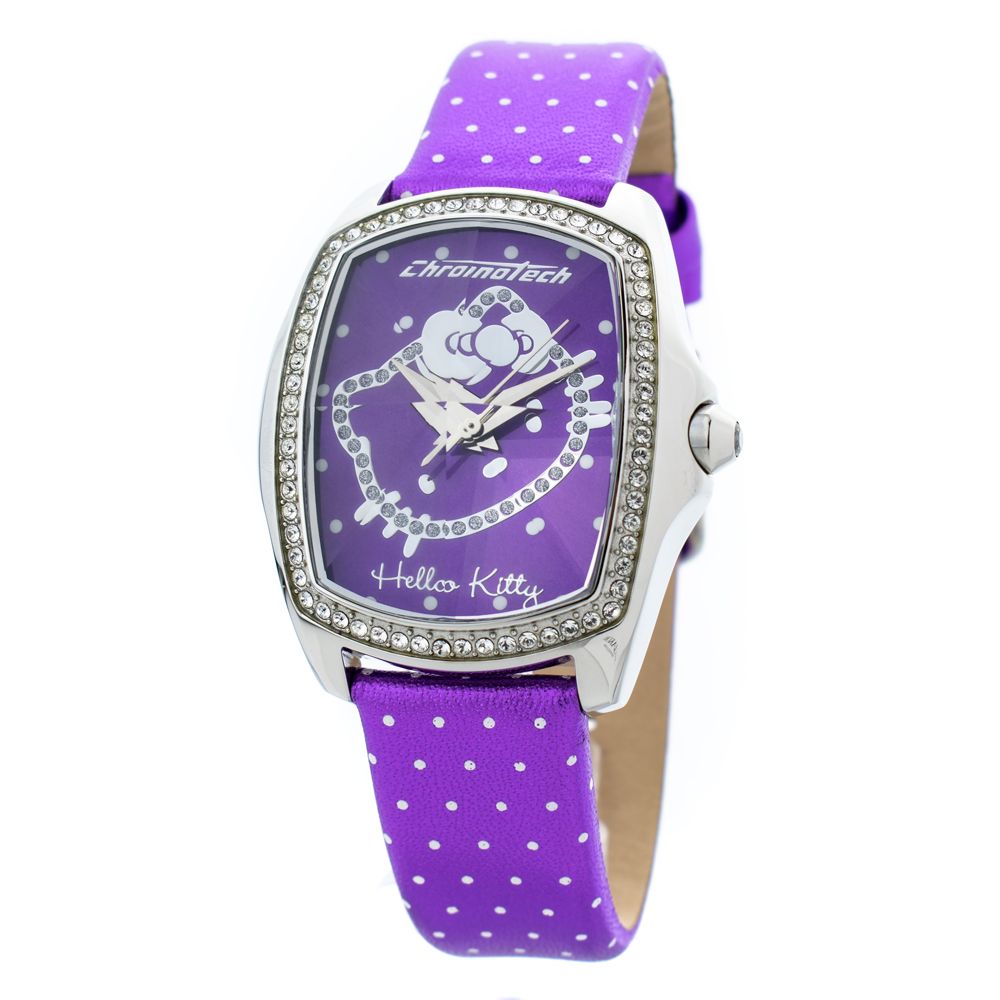Chronotech Lila Leder-Kleidungsuhr
