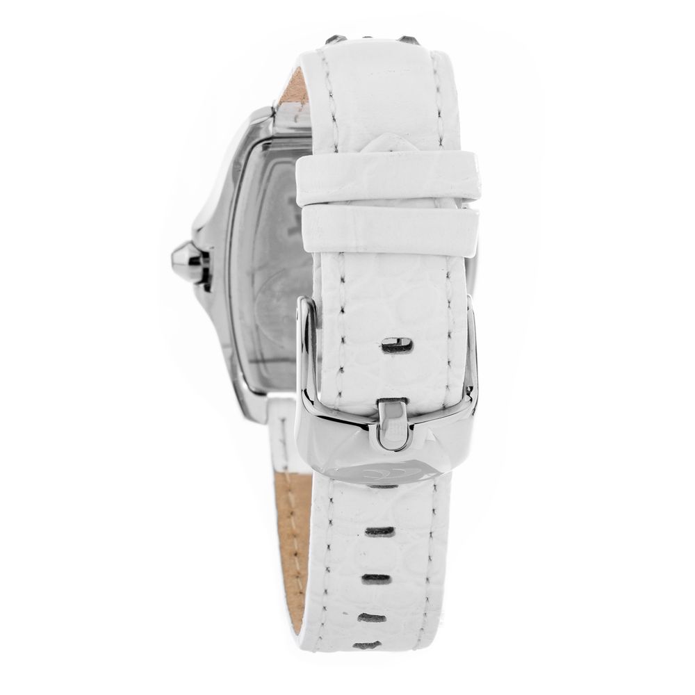 Chronotech Elegante weiße Leder-Armbanduhr