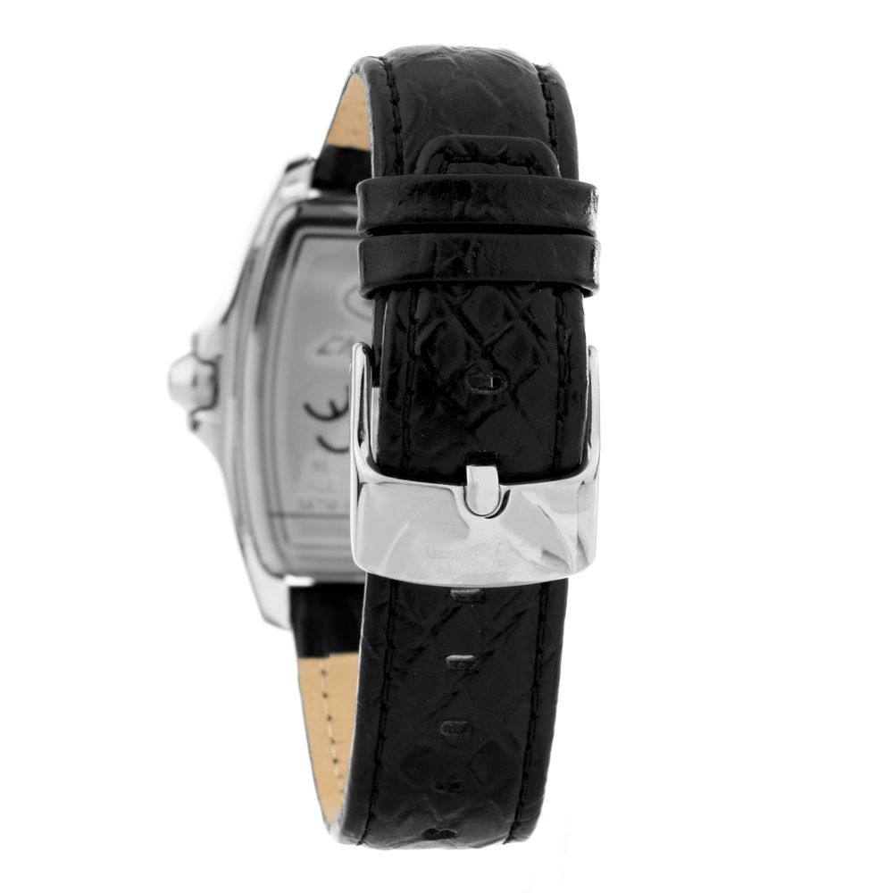 Chronotech Schwarze Lederkleid-Uhr