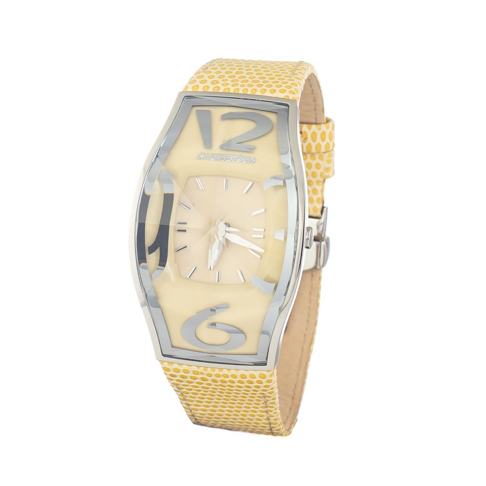 Chronotech Gelbe Leder-Kleidungsuhr