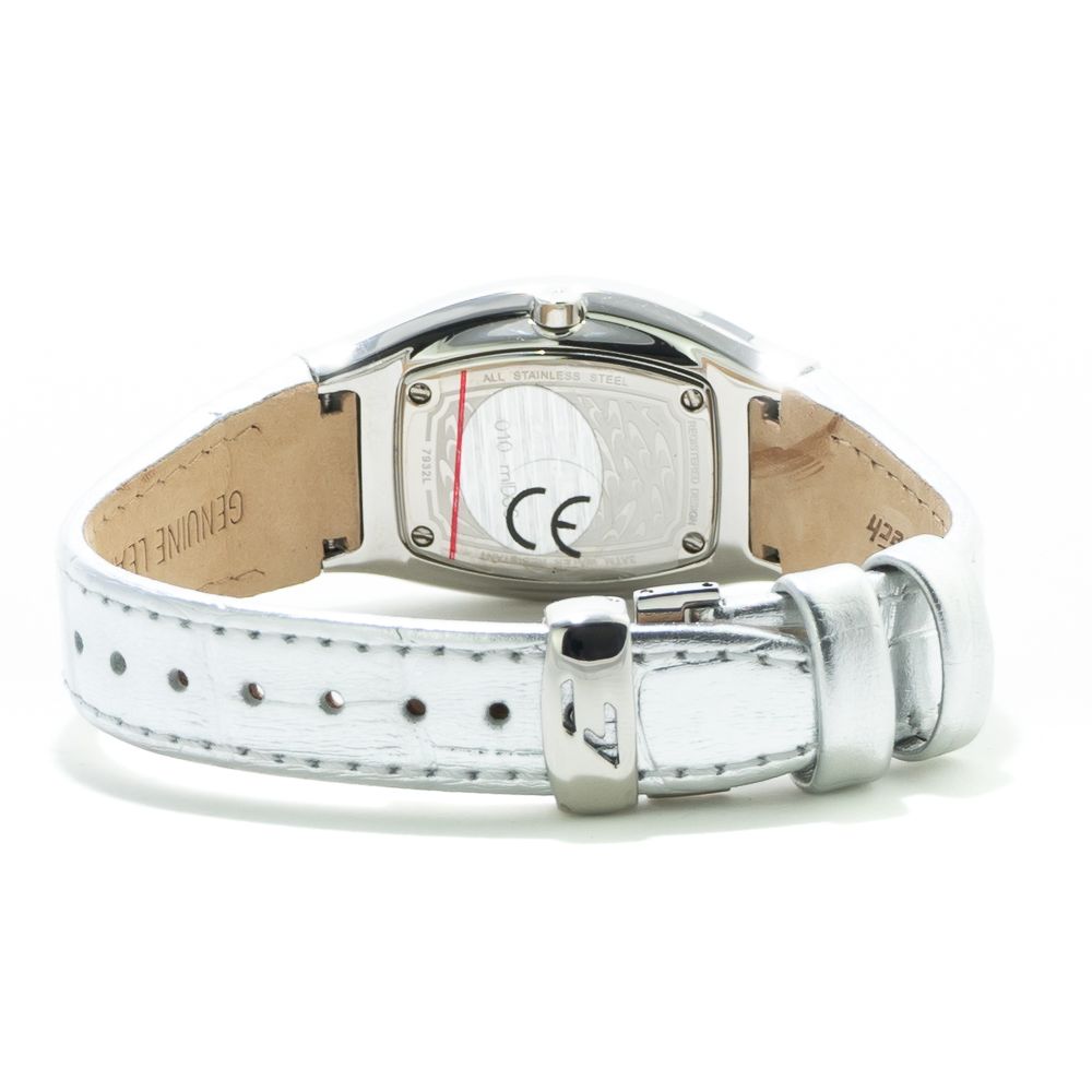 Chronotech Silberne Leder-Armbanduhr