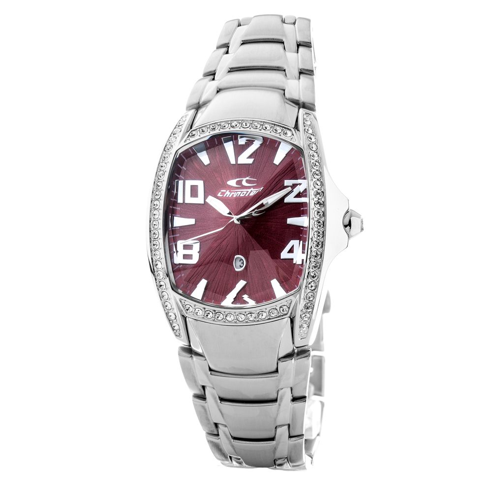 Chronotech Silberne Edelstahl-Armbanduhr