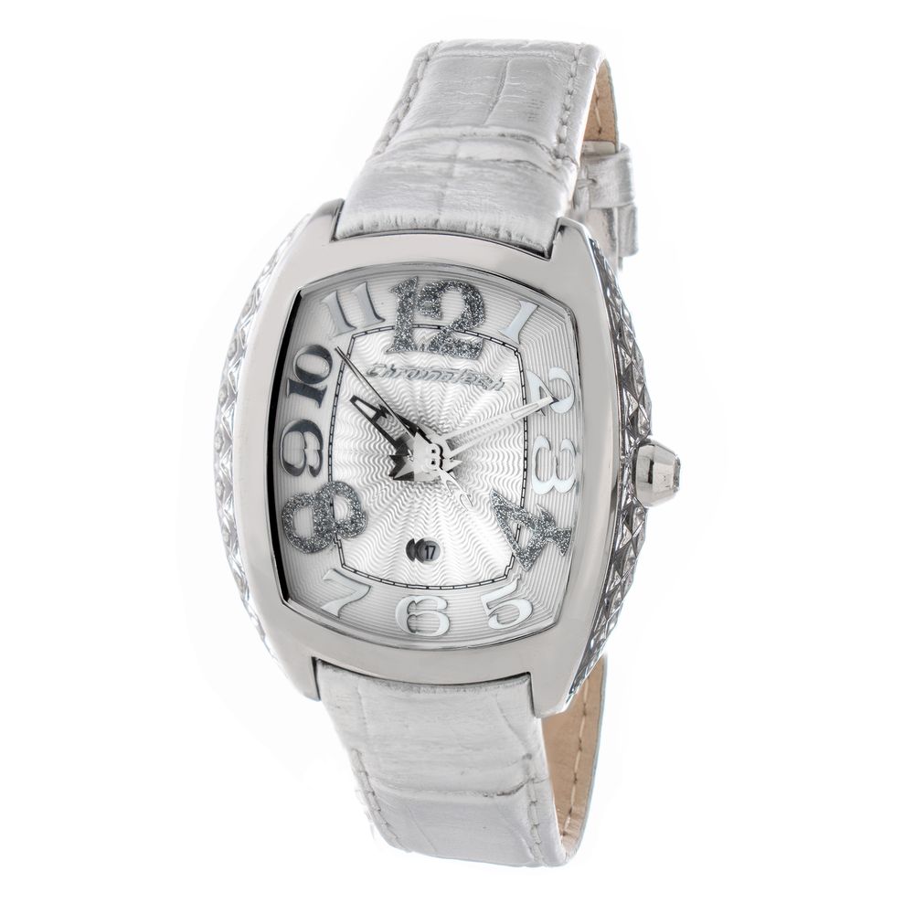 Chronotech Silbernes Lederkleid-Uhr