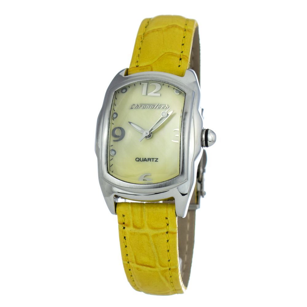 Chronotech Gelbe Leder-Kleidungsuhr