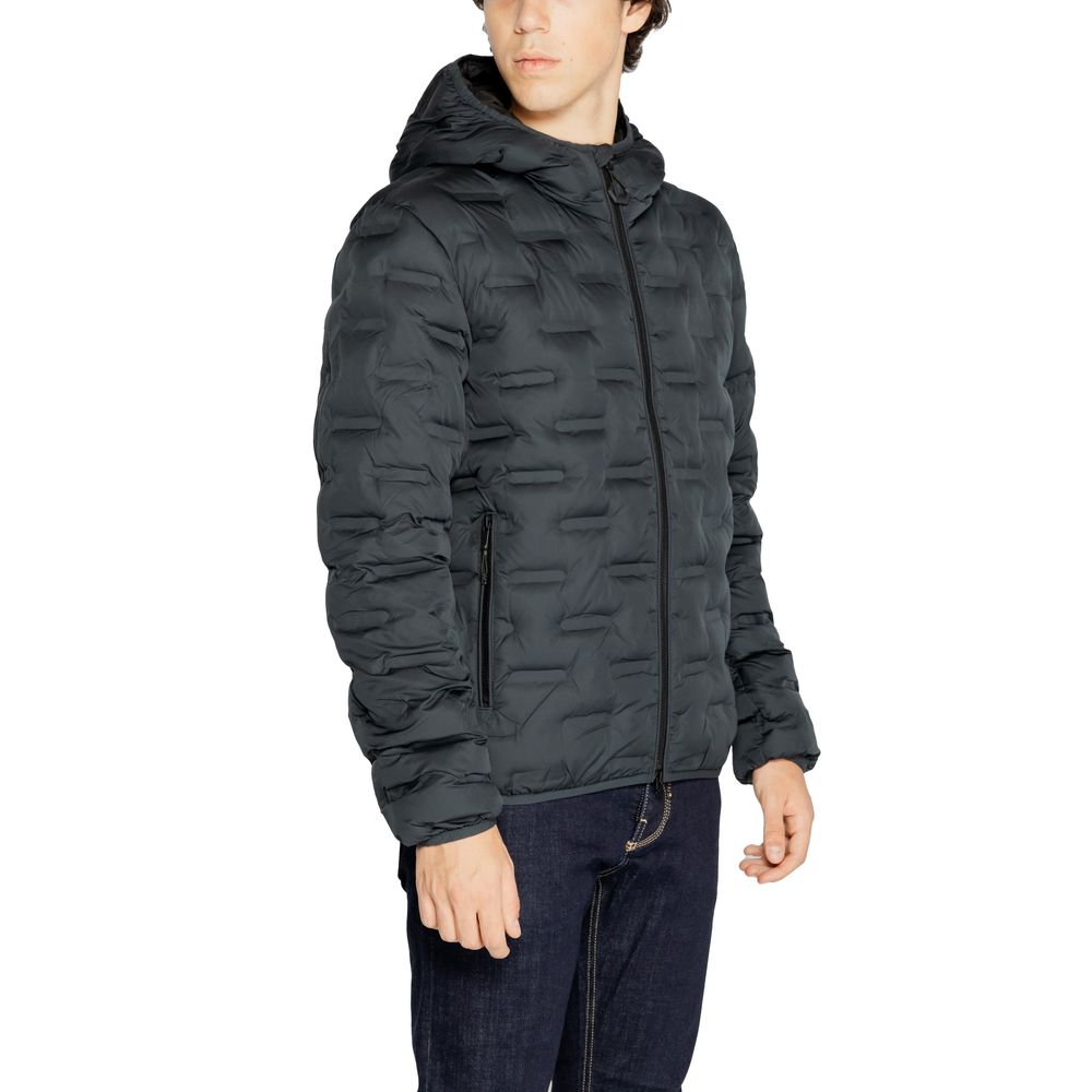 Replay Blaue Polyester-Jacke in voller Länge