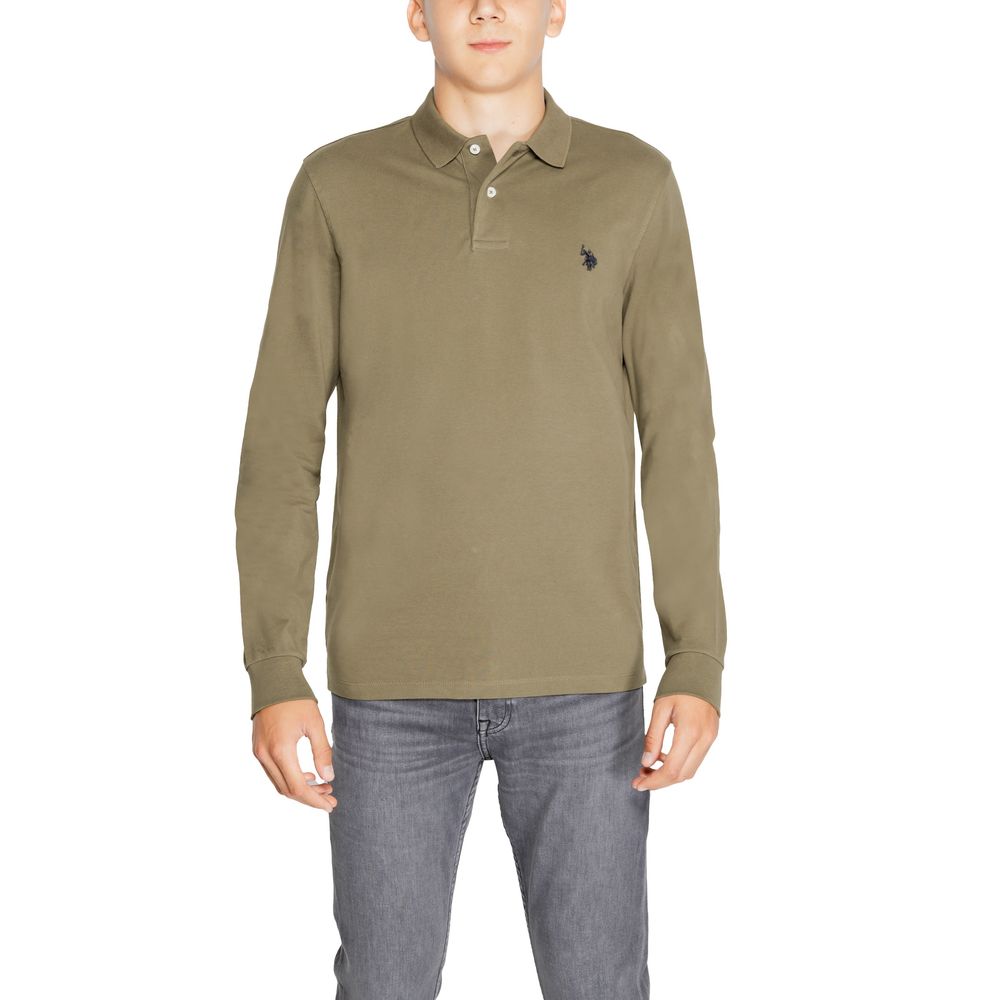 U.S. POLO ASSN. Grünes Langarm-Poloshirt aus Baumwolle