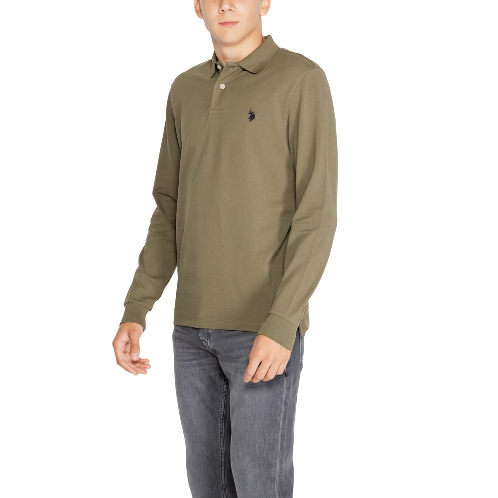 U.S. POLO ASSN. Grünes Langarm-Poloshirt aus Baumwolle