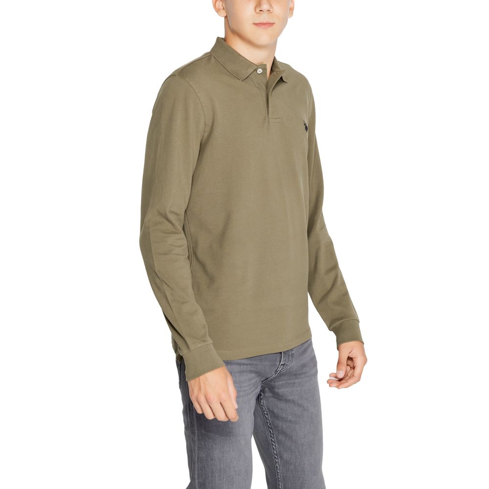 U.S. POLO ASSN. Grünes Langarm-Poloshirt aus Baumwolle