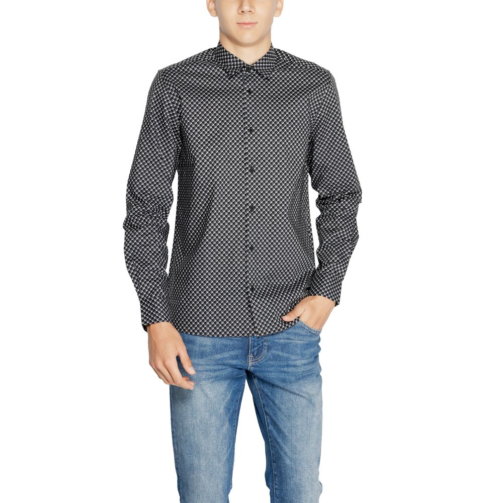 Antony Morato Grey Patterned Cotton Shirt