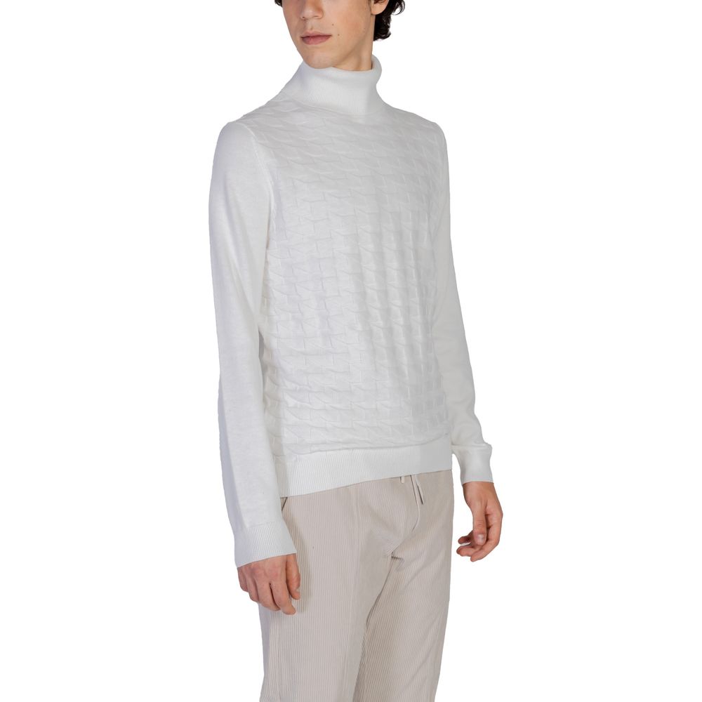Antony Morato White Cotton Roll Neck Jumper