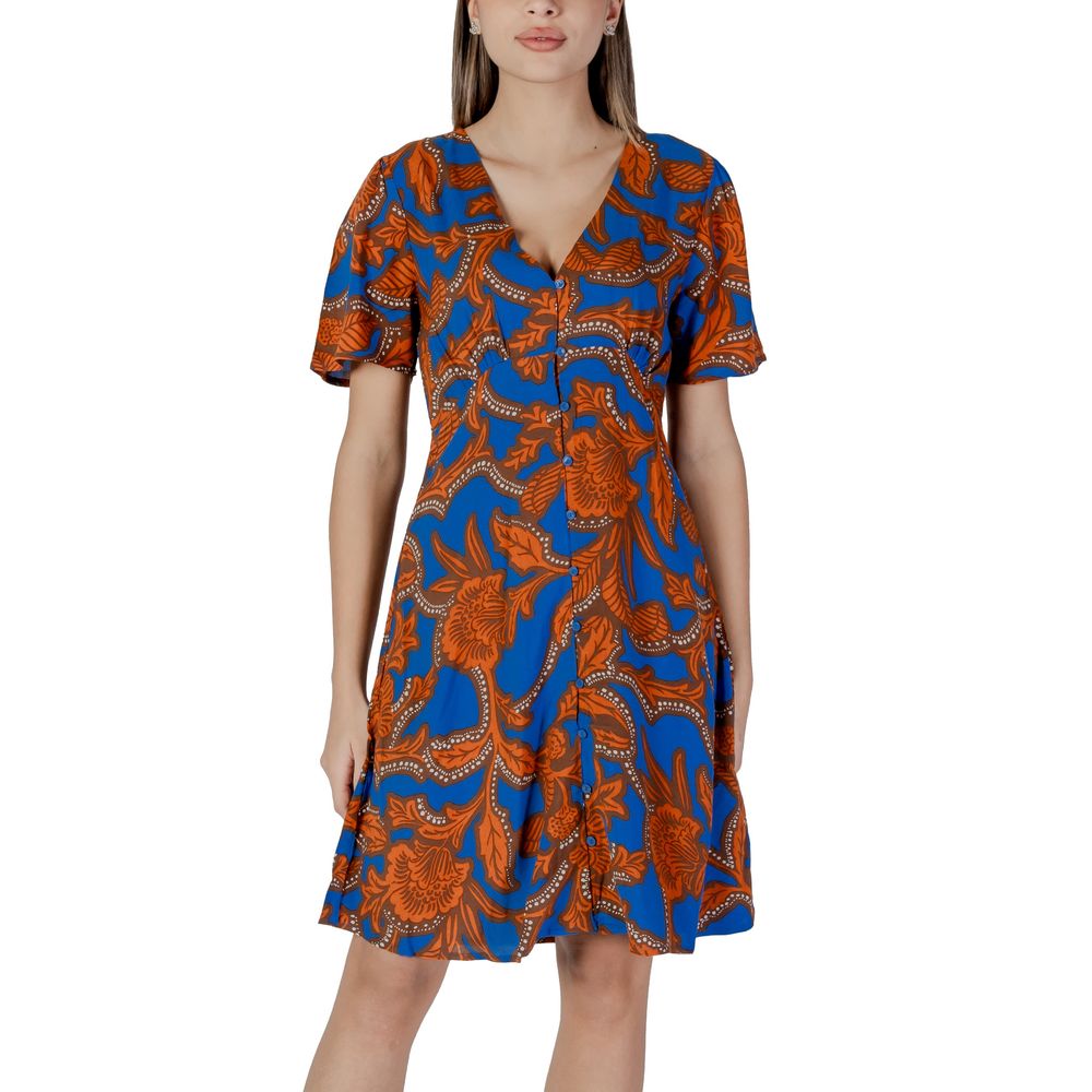 B.Young Blaues Viskose-Midi-Kleid