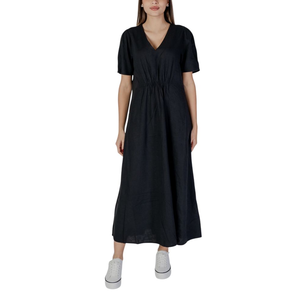 B.Young Black Linen Maxi Dress
