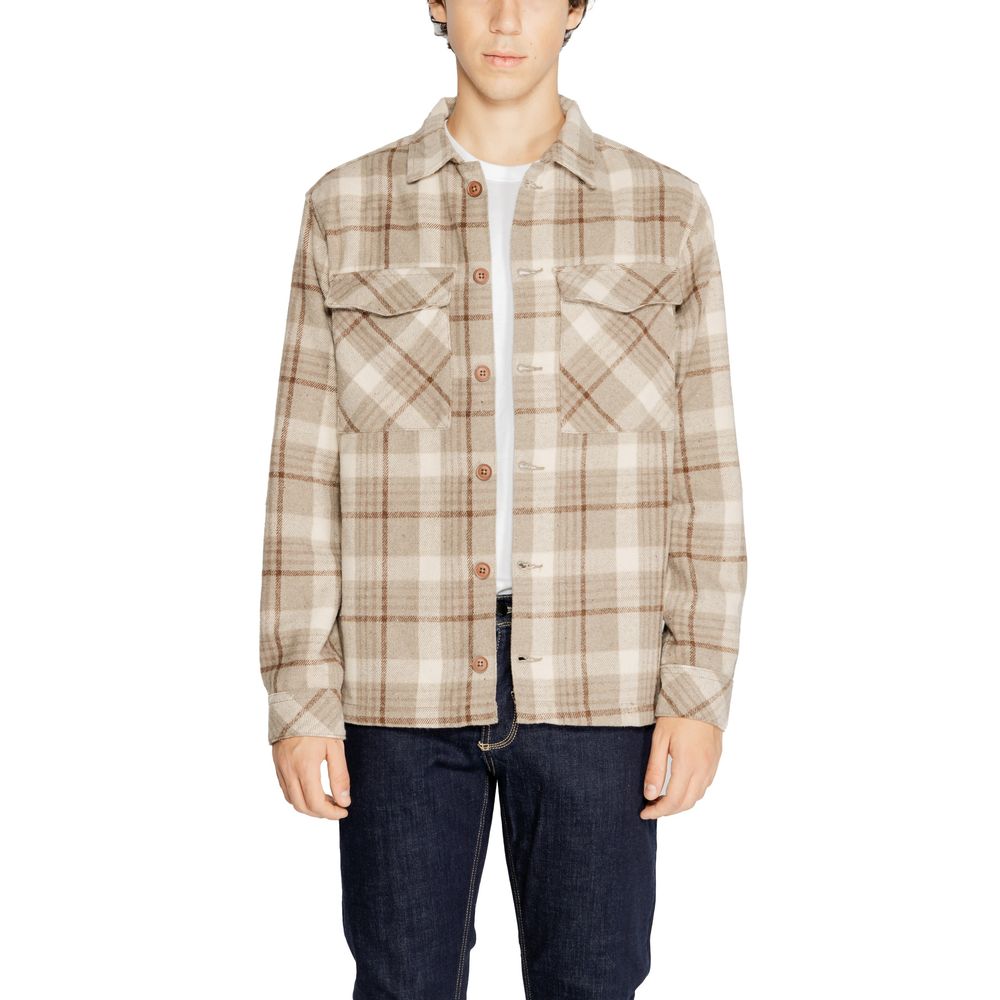 Hamaki-Ho Beige Patterned Polyester Shirt