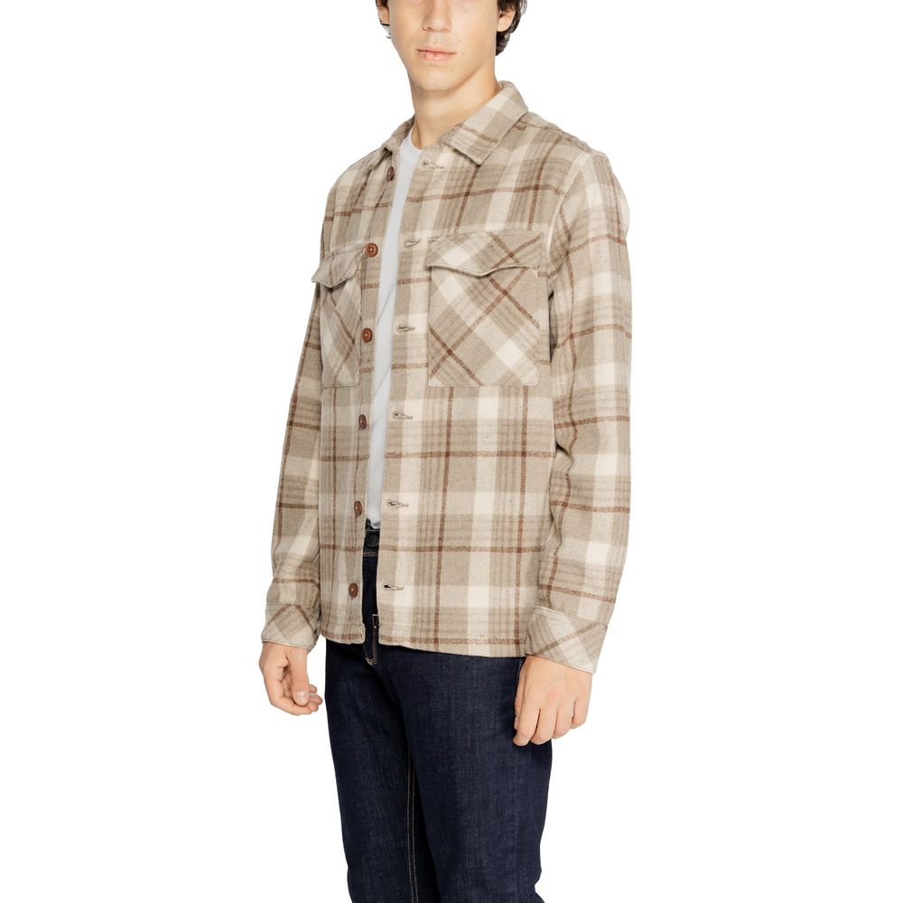 Hamaki-Ho Beige Patterned Polyester Shirt