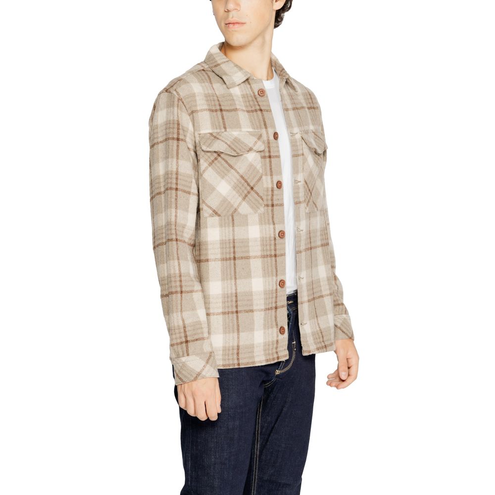 Hamaki-Ho Beige Patterned Polyester Shirt