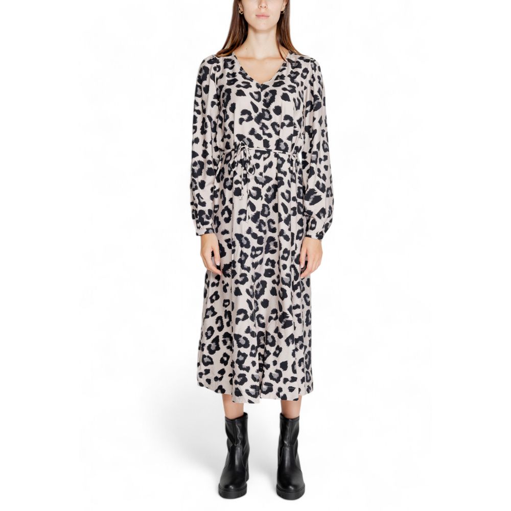 Jacqueline De Yong Graues Viskose-Langarmkleid