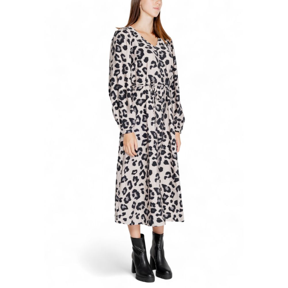 Jacqueline De Yong Graues Viskose-Langarmkleid