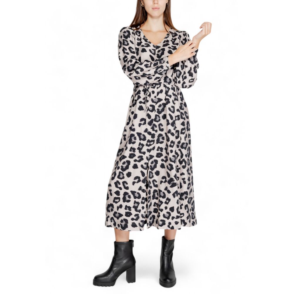 Jacqueline De Yong Graues Viskose-Langarmkleid