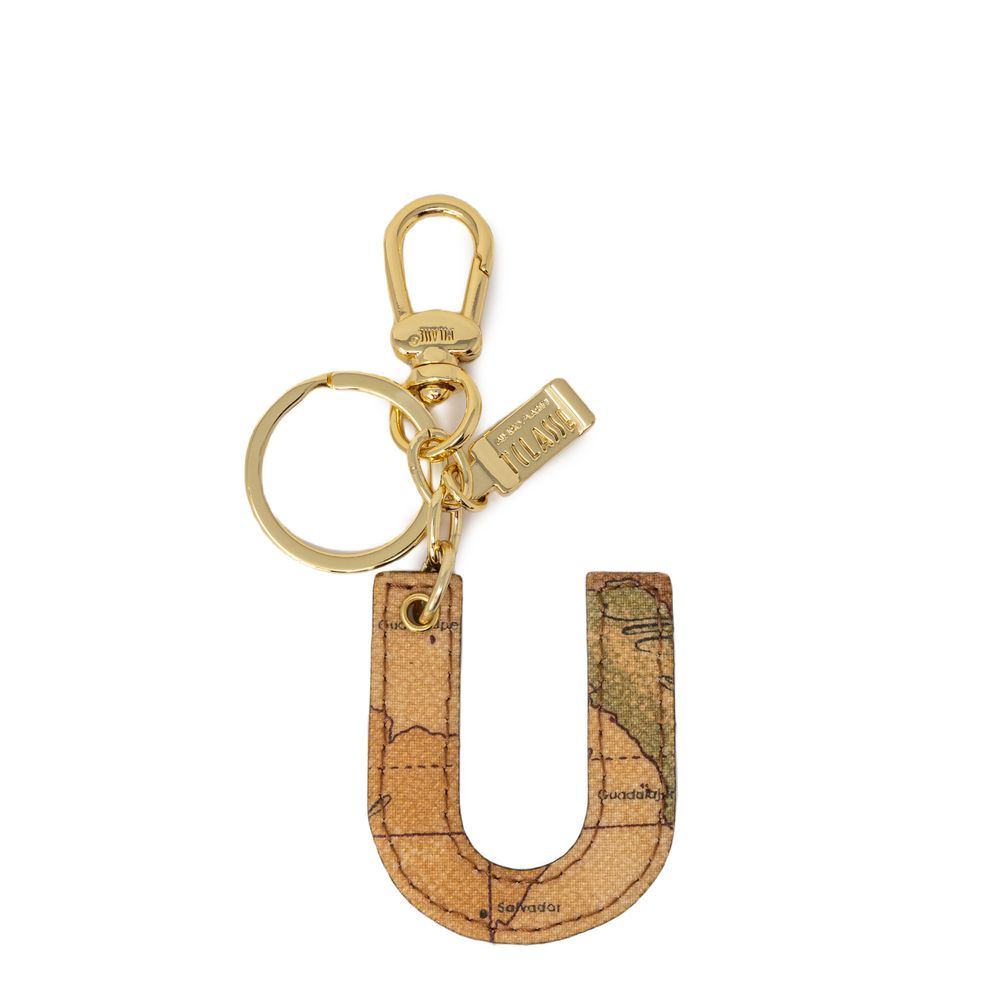 Alviero Martini Prima Classe Beige Leather Key Ring