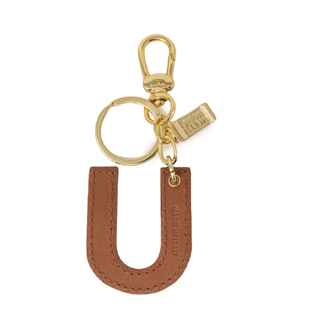 Alviero Martini Prima Classe Beige Leather Key Ring