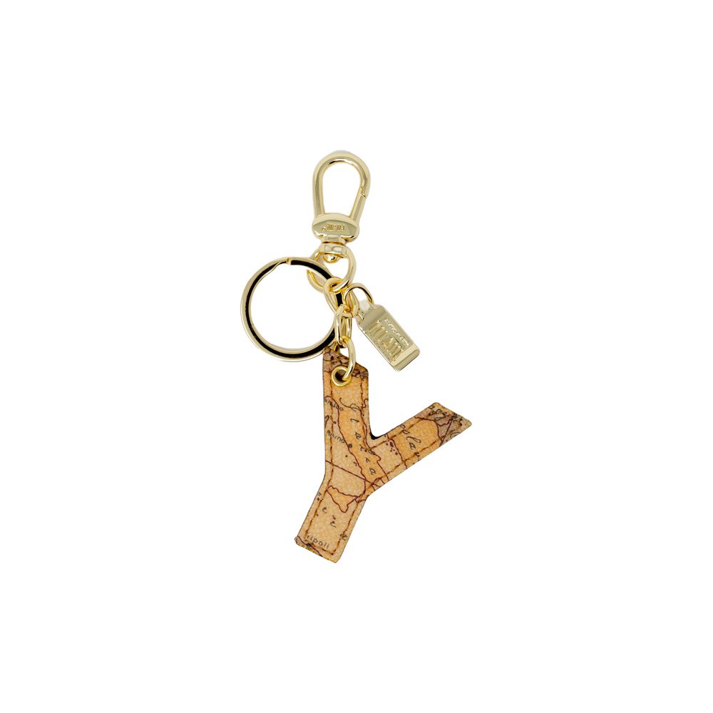 Alviero Martini Prima Classe Beige Faux Leather Keychain