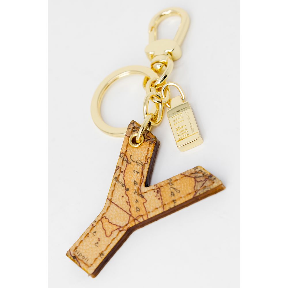 Alviero Martini Prima Classe Beige Faux Leather Keychain