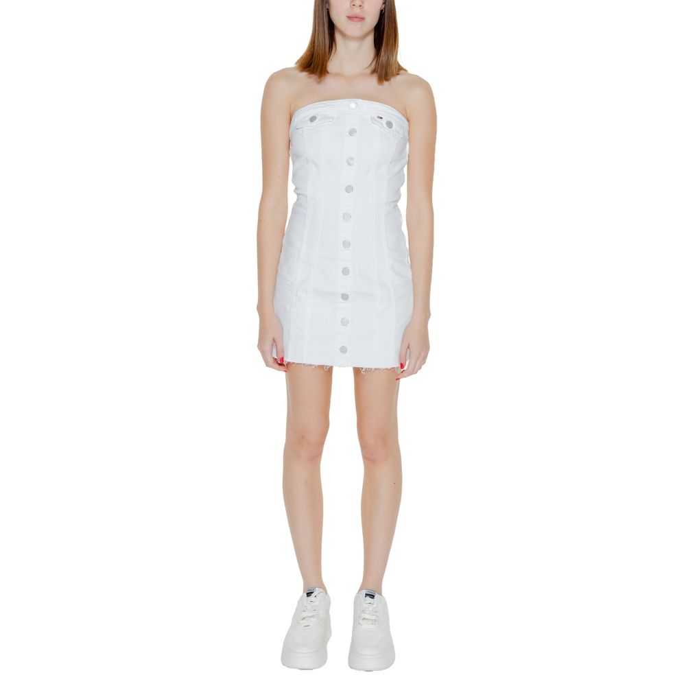 Tommy Hilfiger Jeans Weißes Kurzkleid aus recyceltem Baumwoll-Mix