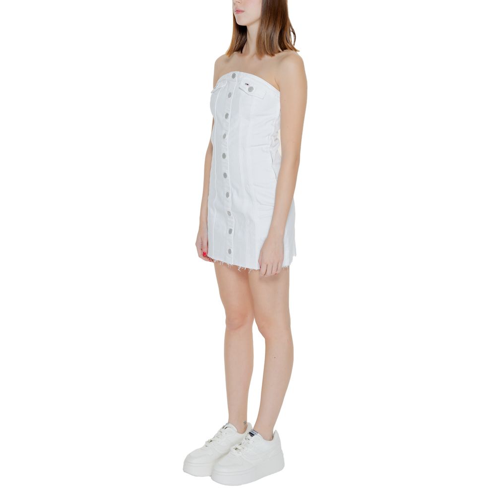 Tommy Hilfiger Jeans Weißes Kurzkleid aus recyceltem Baumwoll-Mix