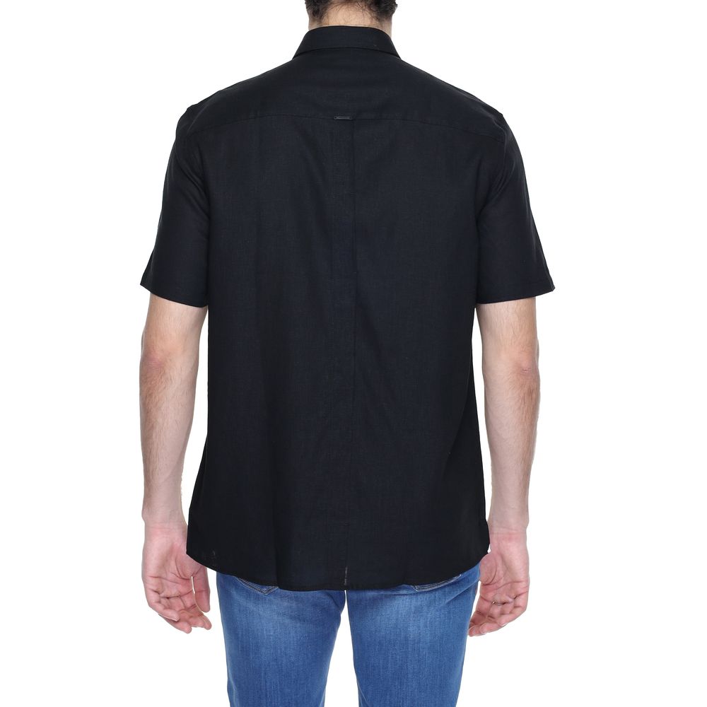 Antony Morato Black Linen Short Sleeve Shirt