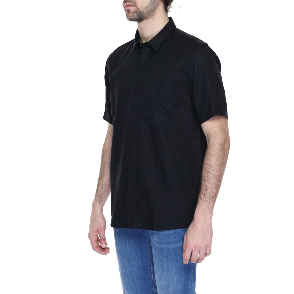 Antony Morato Black Linen Short Sleeve Shirt