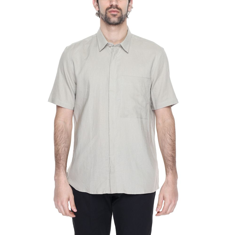 Antony Morato Beige Linen Short-Sleeved Shirt