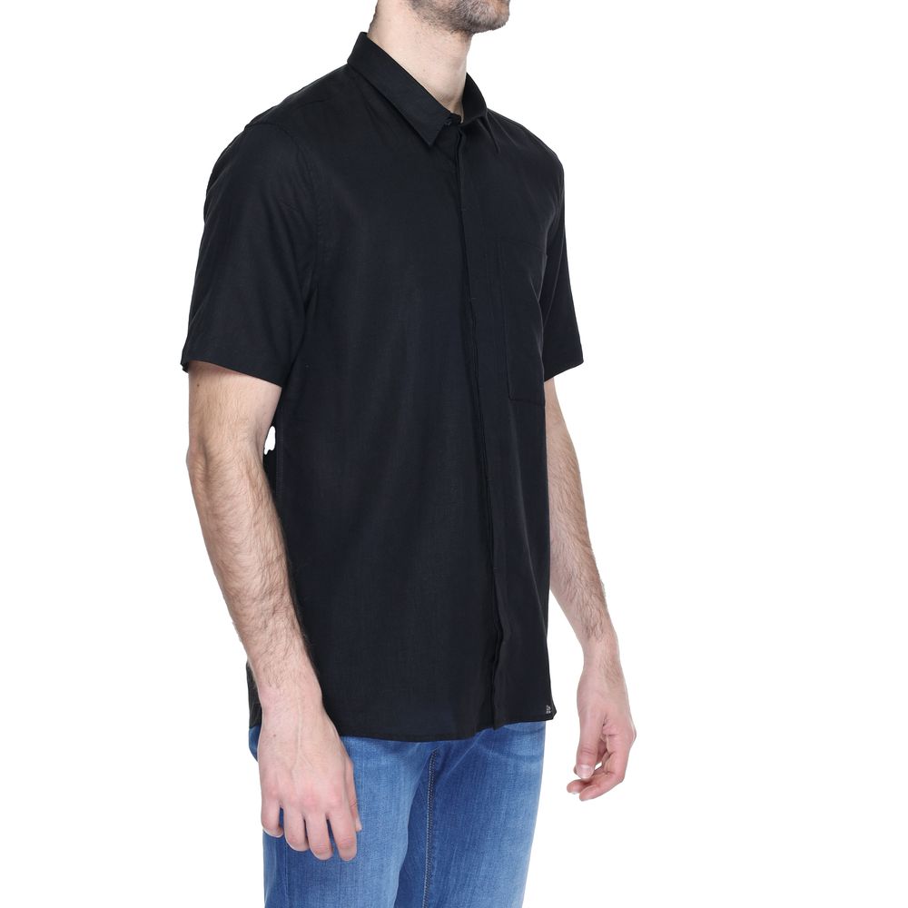 Antony Morato Black Linen Short Sleeve Shirt