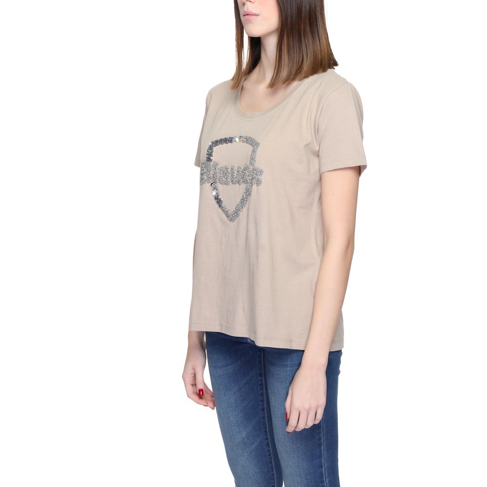Blauer Beiges Baumwoll-T-Shirt