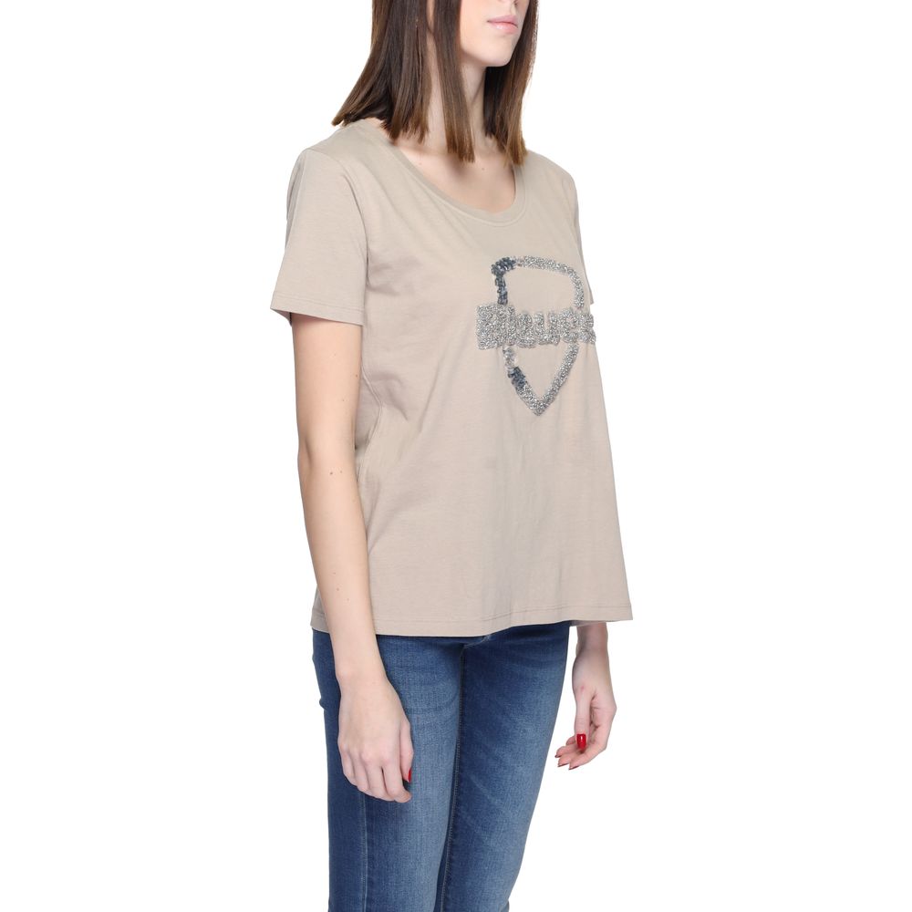 Blauer Beiges Baumwoll-T-Shirt