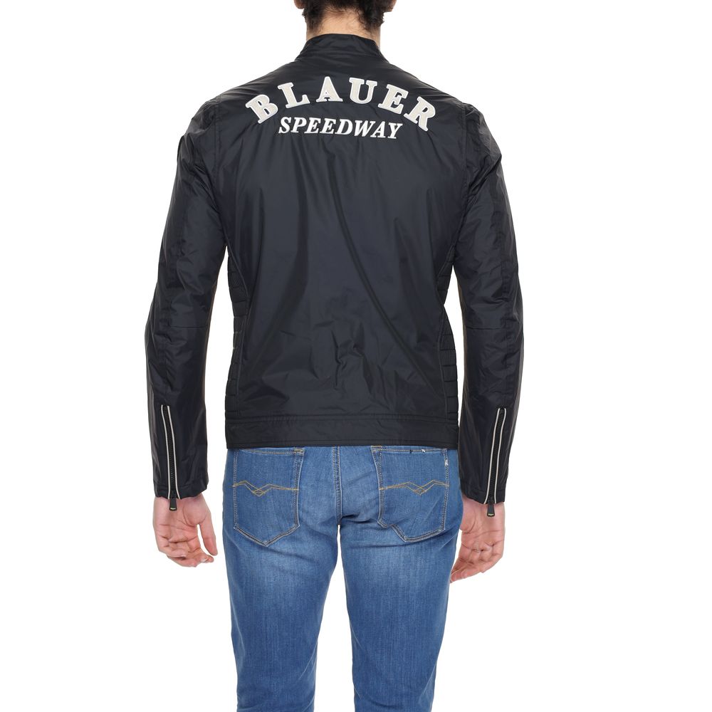 Blue Black Polyamide Jackets &amp