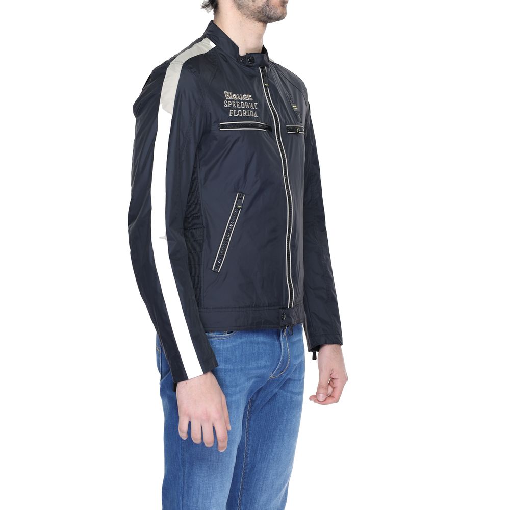 Blue Black Polyamide Jackets &amp