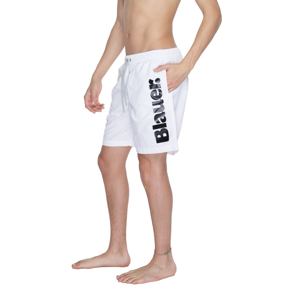 Blauer Weiße Badeshorts aus Polyamid