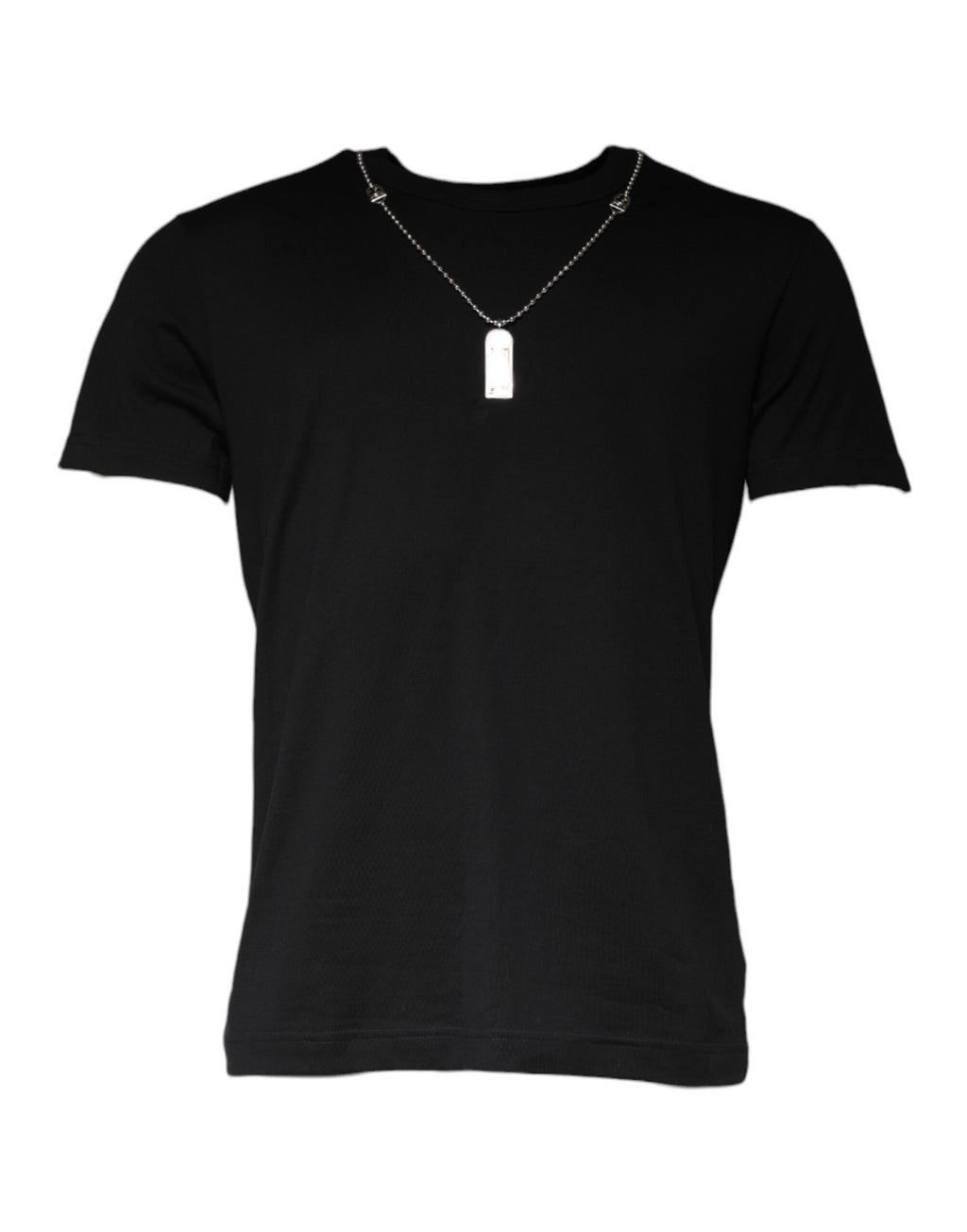 Dolce & Gabbana Black Cotton Chain Embellished T-shirt