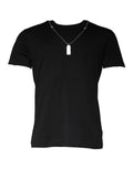 Dolce & Gabbana Black Cotton Chain Embellished T-shirt