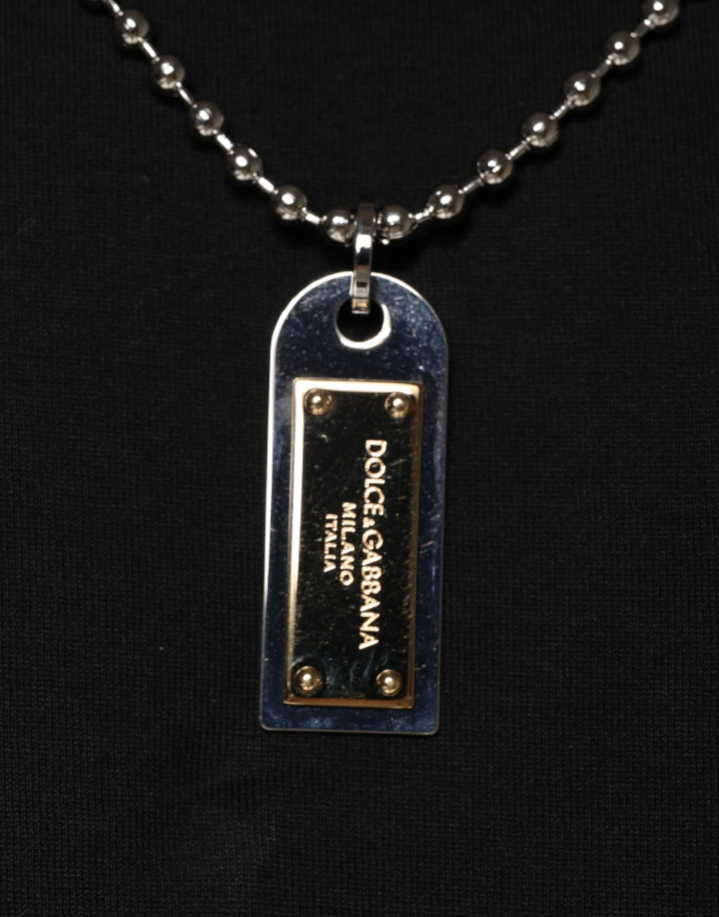 Dolce & Gabbana Black Cotton Chain Embellished T-shirt